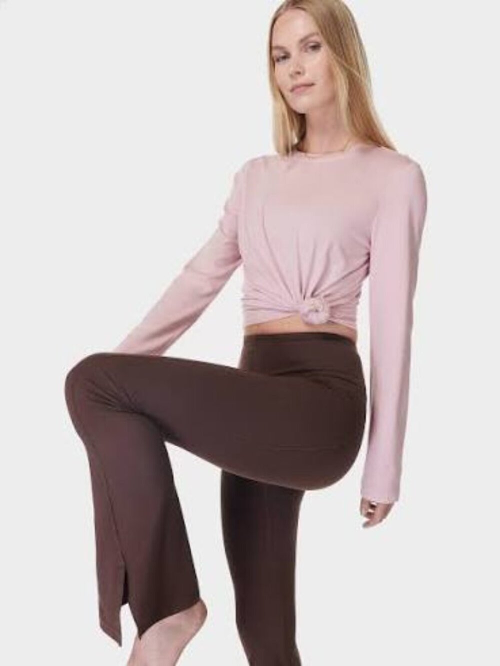 Sweaty Betty Super Soft Flare Yoga Pants Cacao Brown M 32" Inseam